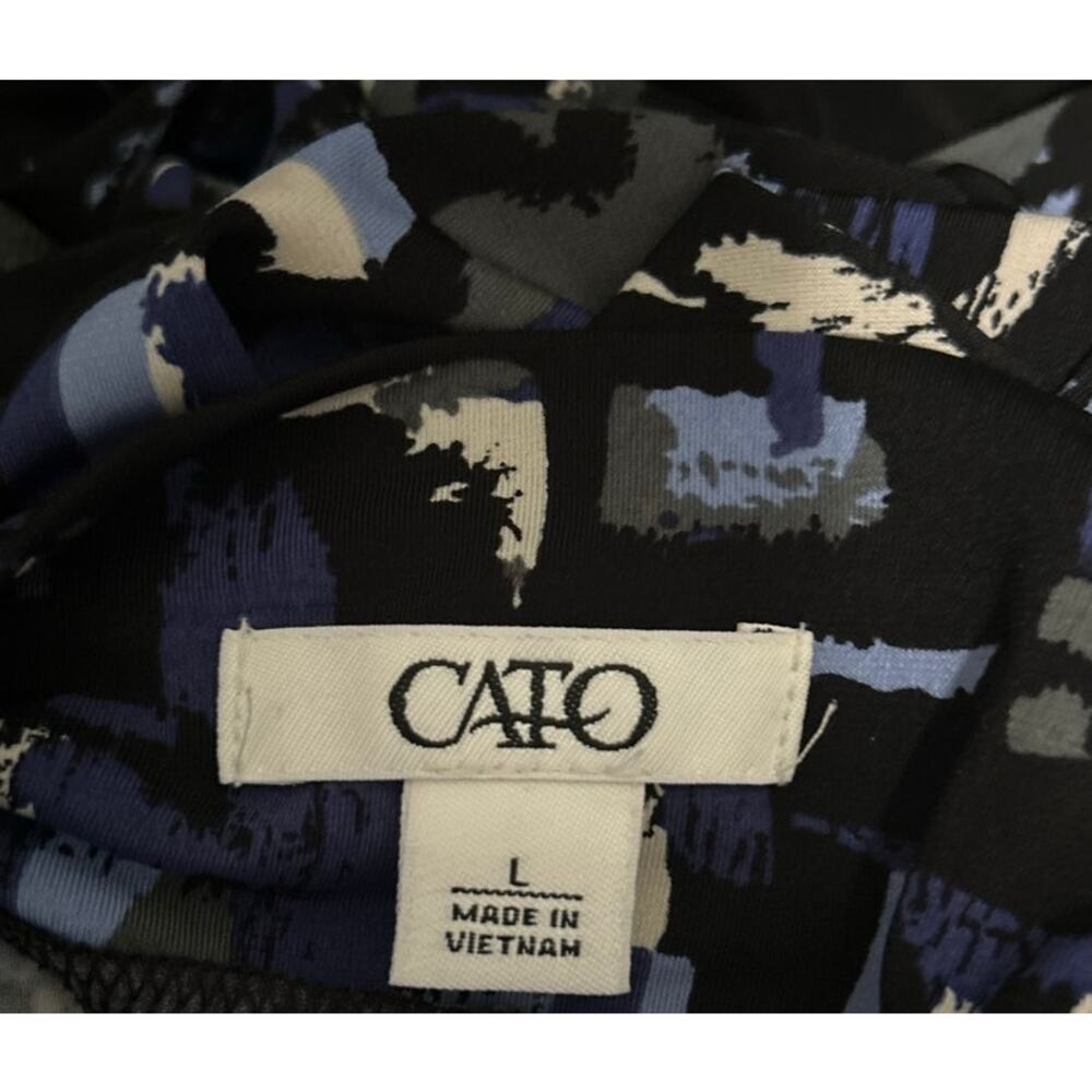 Cato Women's Black Blue Gray White Stretch Midi Pull-On Skirt Size L - Picture 3 of 5